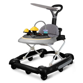 Baby Walker, 4 in 1 Foldable Walkers with Wheels & Removable Feeding & Music Tray, Activity Center for Baby Boys / Girls, Black